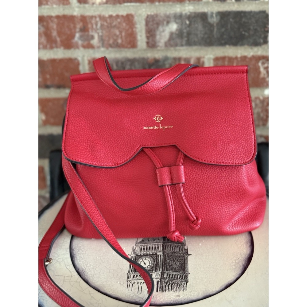 NANETTE LEPORE Arabelle Red Faux Leather Backpack/ Purse